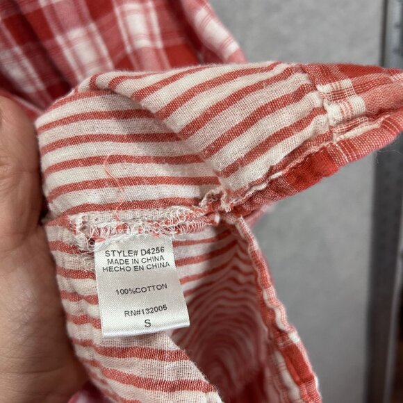 Entro Womens Small  Shift Dress Red White Plaid Tunic Top Cottage Core Pockets - Picture 9 of 15